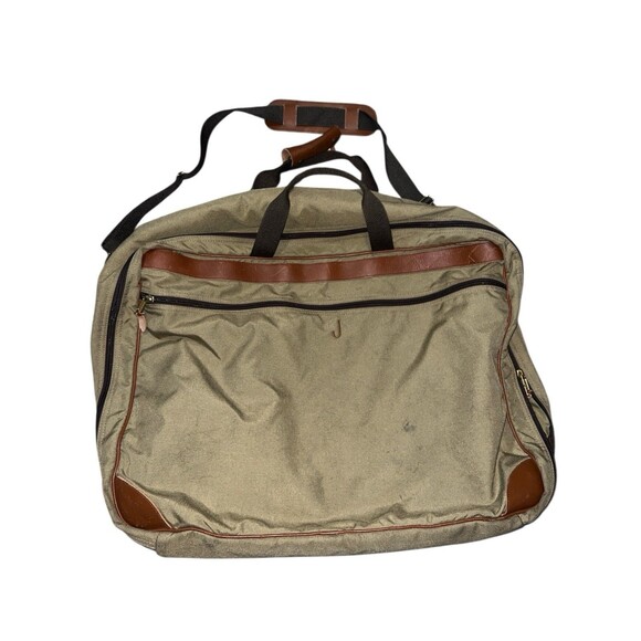 Vtg 80s LL Bean Soft Sided  Canvas Suitcase Duffle Bag Carry On Luggage 25x19x8” - Picture 1 of 3